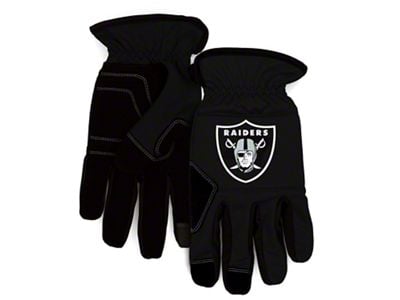 Work Gloves with Las Vegas Raiders Logo; Gray/Black (Universal; Some Adaptation May Be Required)