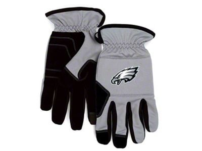 Work Gloves with Philadelphia Eagles Logo; Gray/Black (Universal; Some Adaptation May Be Required)