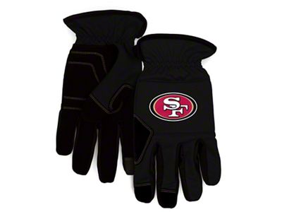 Work Gloves with San Francisco 49ers Logo; Black (Universal; Some Adaptation May Be Required)