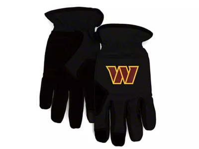 Work Gloves with Washington Commanders Logo; Black (Universal; Some Adaptation May Be Required)