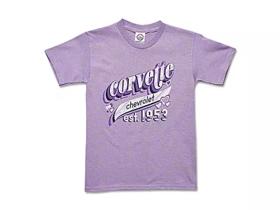 Youth Girls Corvette Love T-Shirt; Purple