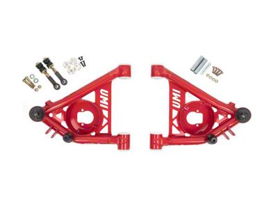 UMI Performance Front Lower A-Arms; Delrin Bushings; Red (82-92 Camaro)