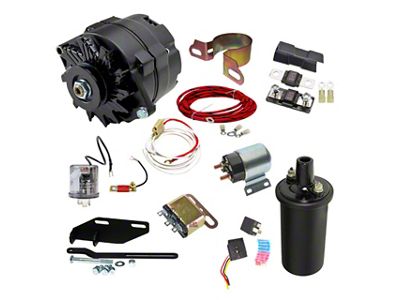 Vintage Auto Garage 12-Volt 100 Amp Conversion Kit with Electric Key Starter and 3/8-Inch Pulley; Black (48-54 Chevrolet/GMC Truck)