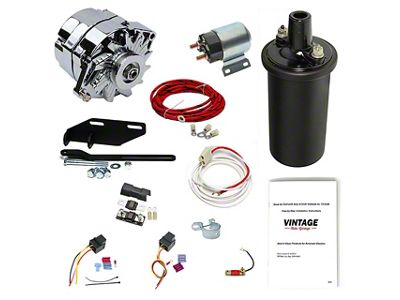 Vintage Auto Garage 12-Volt 100 Amp Conversion Kit with Electric Key Starter and 3/8-Inch Pulley; Chrome (48-54 Chevrolet/GMC Truck)