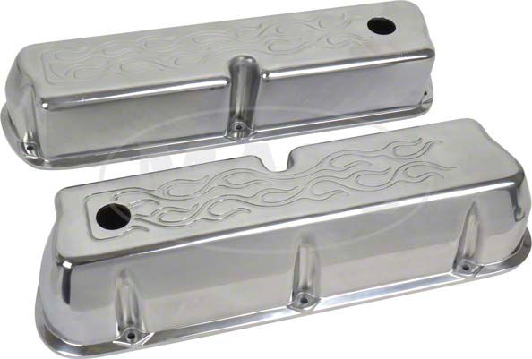 Ecklers Valve Covers Polished With Flames, Small-Block V8