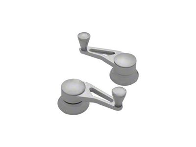 Vent Window Crank Handles, Lokar Windowed Billet Aluminum, Pair, Brushed, GM 1955-1957