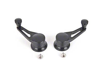 Vent Window Crank Handles, Lokar Windowed Billet Aluminum, Pair, Midnight Black, GM 1955-1957