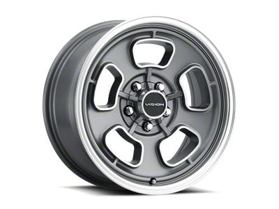 Vision Wheel Shift Satin Grey Machined Face/Lip Wheel; 15x7; 6mm Offset (70-81 Camaro)