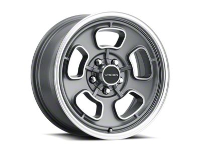 Vision Wheel Shift Satin Grey Machined Face/Lip Wheel; 15x7; -7mm Offset (70-81 Camaro)