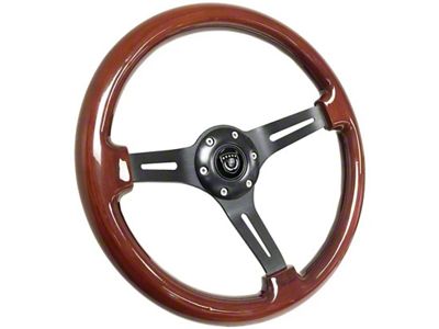 VSW S6 Sport Wood Series 14-Inch Steering Wheel Kit with Red Bowtie Emblem; Mahogany (74-87 Blazer, C10, K10)