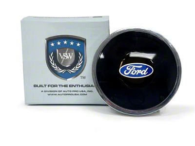 VSW S6 Standard Steering Wheel Horn Button with Blue Oval Emblem; Black