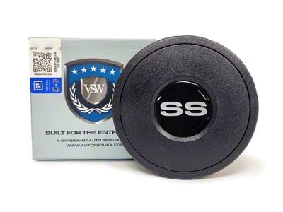 VSW Retro Series Steering Wheel Horn Button with Silver SS Emblem; Silver