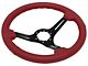 VSW S6 Sport 14-Inch Steering Wheel; Red Leather with Black Aluminum (Universal; Some Adaptation May Be Required)