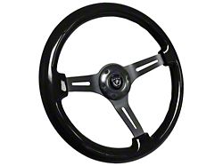 VSW S6 Sport Wood 14-Inch Steering Wheel; Black with Black Center (Universal; Some Adaptation May Be Required)