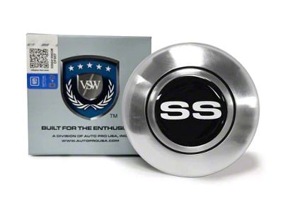 VSW Retro Series Steering Wheel Horn Button with Silver SS Emblem; Black