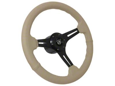 VSW S6 Sport 14-Inch Steering Wheel; Tan Leather with Black Aluminum (Universal; Some Adaptation May Be Required)