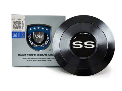 VSW S9 Premium Steering Wheel Horn Button with White SS Emblem; Black