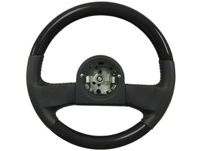 VSW OE Series 14-Inch Steering Wheel; Black Leather/Black Ash (84-89 Corvette C4 w/ Telescopic Steering)