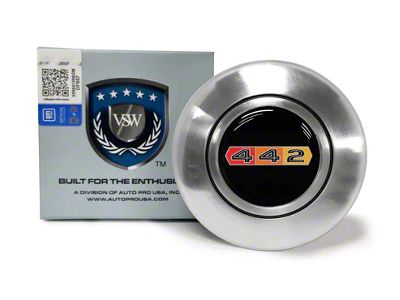 VSW Retro Series Steering Wheel Horn Button with 442 Emblem; Silver