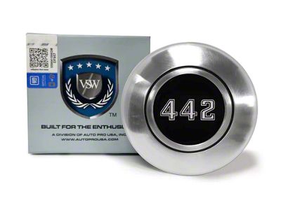 VSW Retro Series Steering Wheel Horn Button with Silver 442 Emblem; Silver