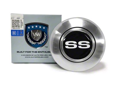 VSW Retro Series Steering Wheel Horn Button with Silver SS Emblem; Black