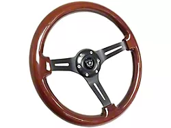 VSW S6 Sport Wood Series 14-Inch Steering Wheel Kit with Red Bowtie Emblem; Mahogany (69-88 Monte Carlo)