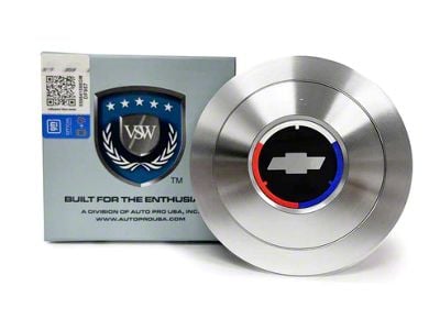 VSW S9 Premium Steering Wheel Horn Button with Tri-Color Bowtie Emblem; Silver