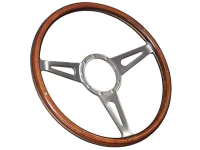 VSW S9 Classic Wood Series 15-Inch Steering Wheel Kit with Blue Oval Emblem; Walnut (65-70 Falcon)