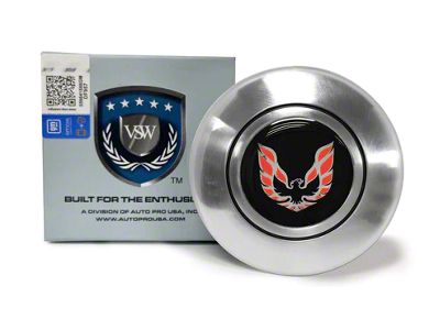 VSW OE Series Steering Wheel Horn Cap with Red Firebird Emblem; Satin