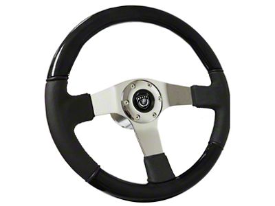 VSW S6 Sport 14-Inch Steering Wheel; Black Leather with Black Ash Wood (69-89 Firebird)