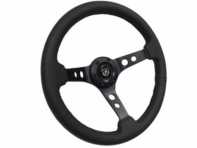 VSW S6 Sport Leather Series 14-Inch Steering Wheel Kit with Red Firebird Emblem; Black (69-92 Firebird)