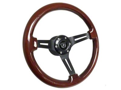 VSW S6 Sport Wood Series 14-Inch Steering Wheel; Mahogany with Black Anodized (69-89 Firebird)