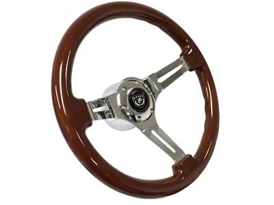 VSW S6 Sport Wood Series 14-Inch Steering Wheel; Mahogany with Chrome Aluminum (69-89 Firebird)