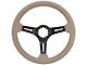 VSW S6 Sport 14-Inch Steering Wheel; Tan Leather with Black Aluminum (Universal; Some Adaptation May Be Required)