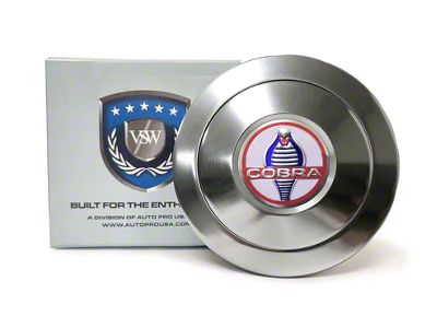 VSW S9 Premium Steering Wheel Horn Button with Classic Shelby Cobra Emblem; Silver