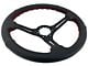 VSW S6 Sport 14-Inch Steering Wheel; Black Perforated Leather with Red Stitching and Black Center (Universal; Some Adaptation May Be Required)