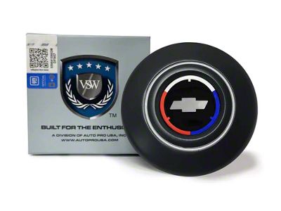 VSW Retro Series Steering Wheel Horn Button with Tri-Color Bowtie Emblem; Black