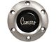 VSW S6 Standard Steering Wheel Horn Button with Camaro Script Emblem; Brushed