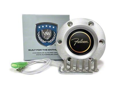 VSW S6 Standard Steering Wheel Horn Button with Falcon Emblem; Brushed