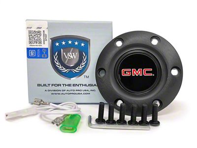 VSW S6 Standard Steering Wheel Horn Button with GMC Emblem; Black