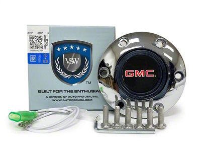 VSW S6 Standard Steering Wheel Horn Button with GMC Emblem; Chrome