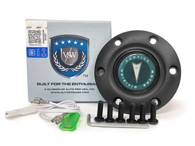 VSW S6 Standard Steering Wheel Horn Button with Green Arrow Emblem; Black