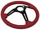 VSW S6 Sport 14-Inch Steering Wheel; Red Leather with Black Aluminum (Universal; Some Adaptation May Be Required)