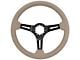 VSW S6 Sport 14-Inch Steering Wheel; Tan Leather with Black Aluminum (Universal; Some Adaptation May Be Required)