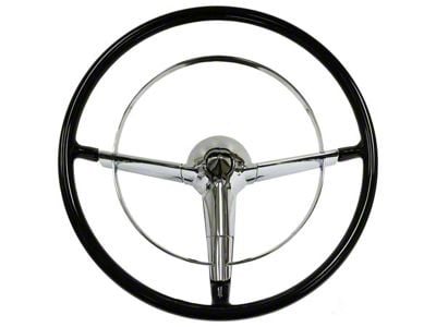 VSW OE Series 16-Inch Steering Wheel; Gloss Black and Chrome (55-56 150, 210, Bel Air, Nomad)