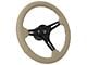 VSW S6 Sport 14-Inch Steering Wheel; Tan Leather with Black Aluminum (Universal; Some Adaptation May Be Required)