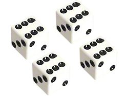 White Dice Tire Valve Stem Cap Set, 4 Pieces