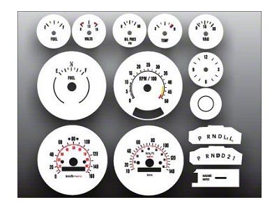 White Face Gauge Overlay,METRIC KPH KMH,Chevrolet K5 Blazer,1973..1979