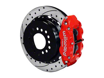 Wilwood Forged Narrow Superlite 4R Rear Big Brake Kit with 14-Inch Drilled and Slotted Rotors; Red Calipers (78-88 Monte Carlo w/ 2.62-Inch Axle Offset)