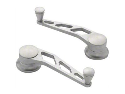 Window Crank Handles, Lokar Windowed Billet Aluminum, Pair, Brushed, GM 1949-1954